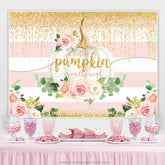 Lofaris Pink Floral Pumpkin Is On The Way Baby Shower Backdrop